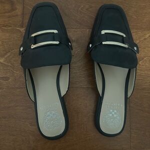 Vince Camuto Black Mules with gold Accents - worn once